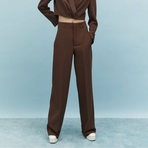 Zara brown high waisted straight cut pant - medium